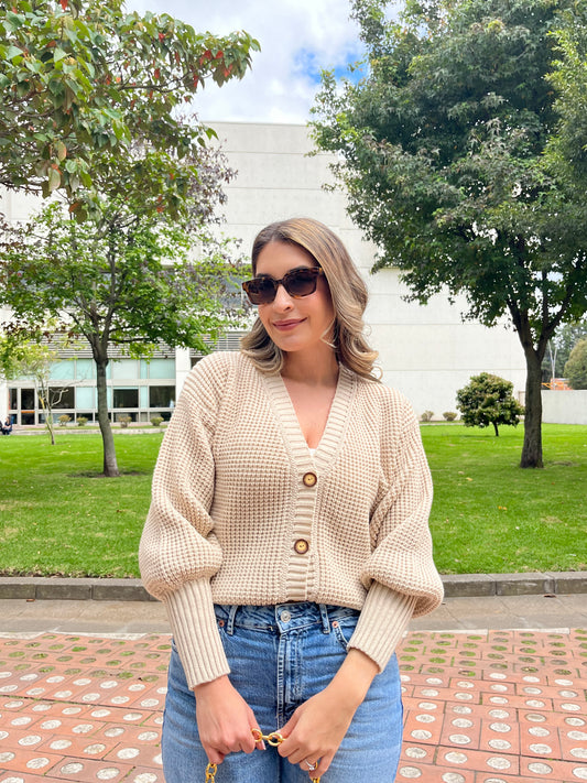 Cardigan Lourdes - Camel. (Pre-Orden)