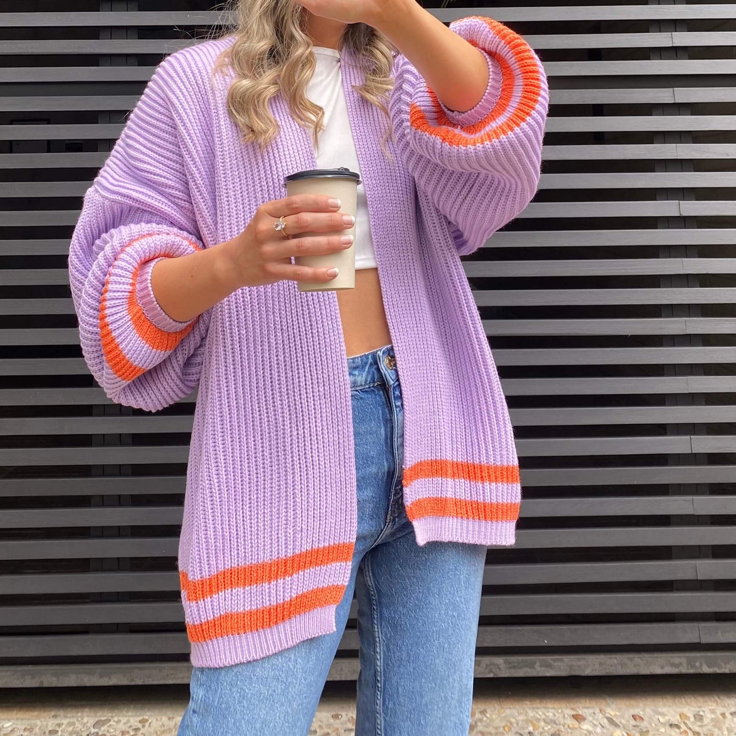 Cardigan Olivia - Lila y Naranja.