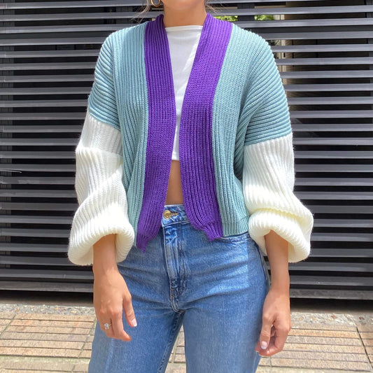 Cardigan Victoria - Morado y Verde